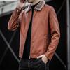 Мужская кожаная куртка плюс бархат зимняя новая мужская куртка из искусственной кожи с лацканами для мужчин среднего и пожилого возраста, одежда для папы, утолщенная
