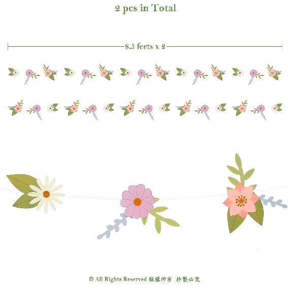 Cheerland Wildflower Party Decorations Flower Banner Birthday Fairy Floral Garland Paper Flower Garland for Spring Woodland Baby Shower Tea Party