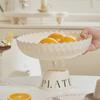 "High-Legged Cream Style Fruit Basket, Large-Capacity Candy & Snack Plate for Coffee Tables"