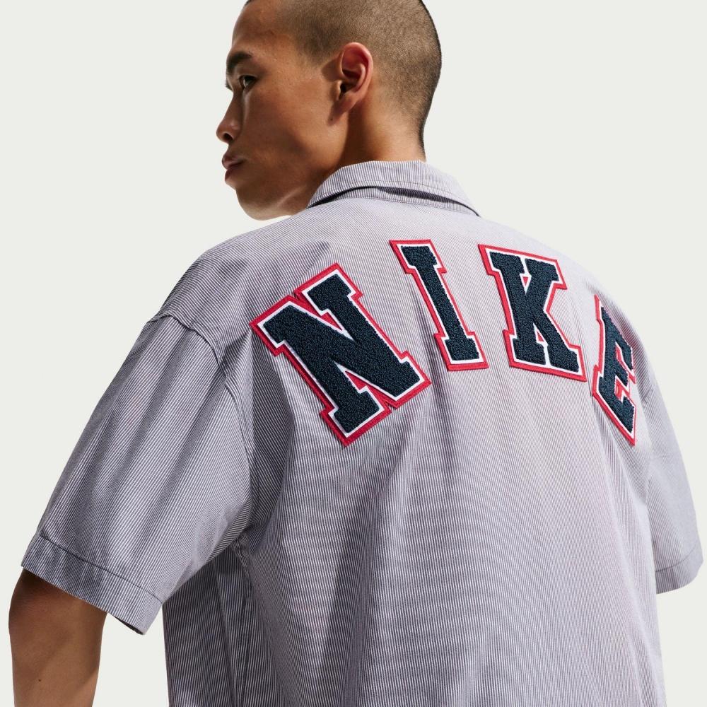 Nike Мужская рубашка с коротким рукавом и пуговицами, пух, If0927 060, антрацит/белый