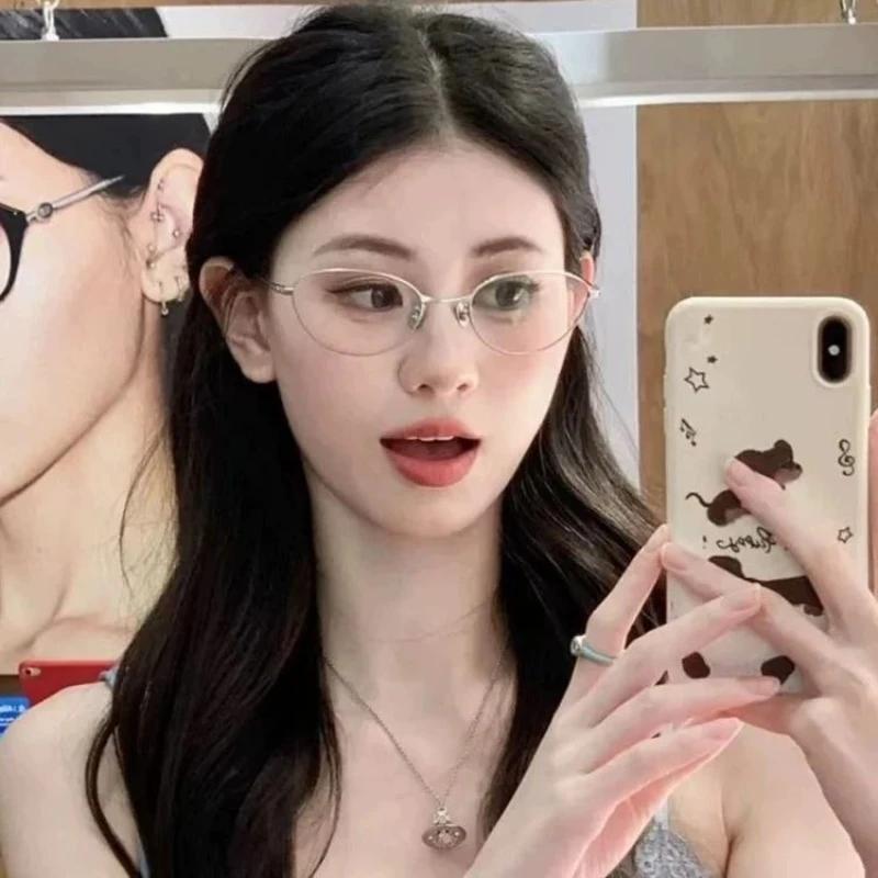 Новые модные очки для близорукости «кошачий глаз», овальная металлическая оправа, очки для чтения, можно вставить линзы с диоптриями, очки с чувством продвинутости