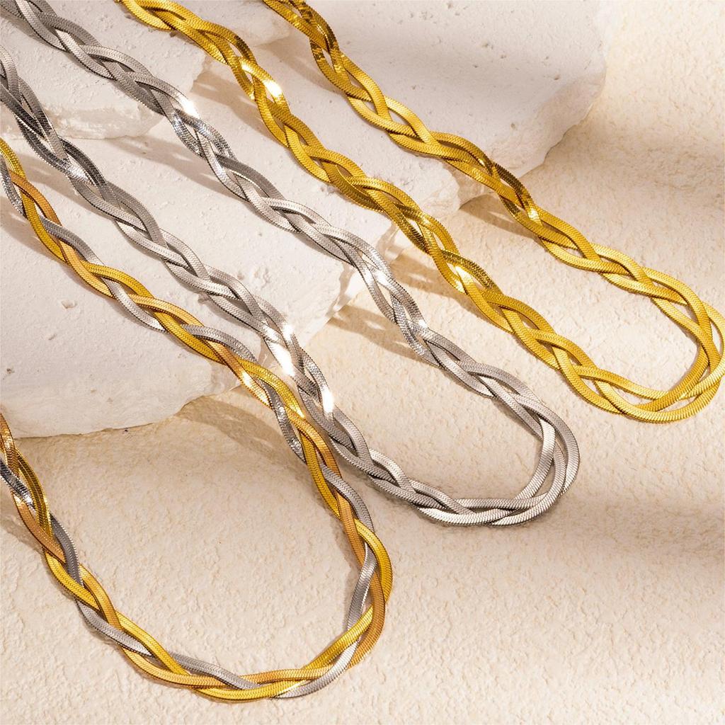 Европейский и американский легкий роскошный комплект из позолоченной титановой стали с витой цепочкой и браслетом