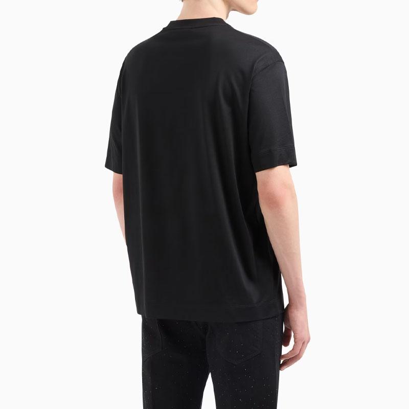 Emporio Armani Asv Clubwear T-shirt in a Lyocell blend jersey with an eagle patch and rhinestones EM001493-AF10017-UC001