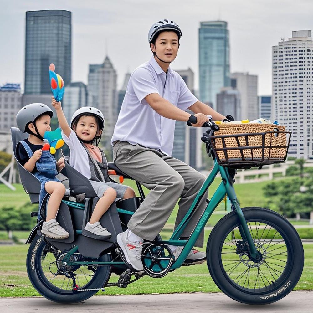 Электровелосипед Lamiter K750 20" Мотор 750 Вт Электрический грузовой велосипед для взрослых 48 В 20 Ач Дисплей LCD Shimano 7 скоростей Зеленый