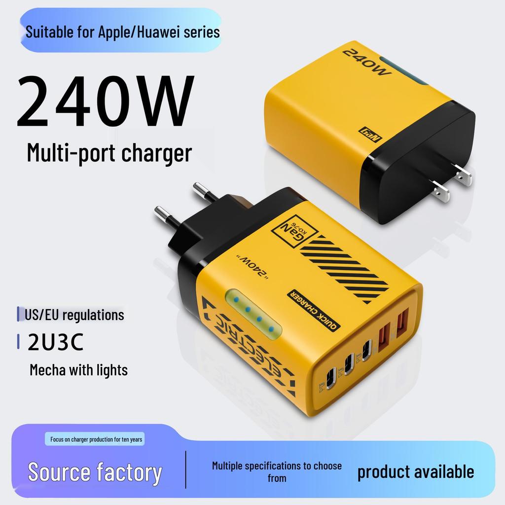 240 Вт двойной USB и 3 PD зарядное устройство для iPhone 16, Huawei, быстрая зарядка Type-C