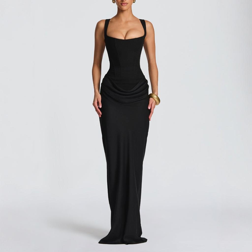 Женский Повседневный Приталенный Платье-Комбинация с Бретелями «Рыбья Кость», Обтягивающее Бедра, Длинная Юбка