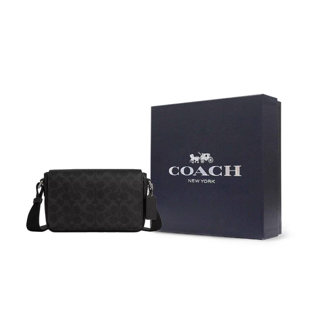 Coach Jack 22 Классическая сумка через плечо с принтом Monogram из искусственной кожи Маленькие мужские сумки Черный CDZ95-SVYZK