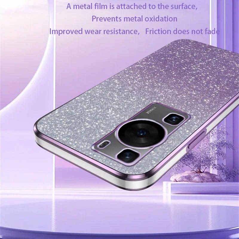 Роскошный чехол с градиентным блестящим покрытием для Huawei P60 P50 Pro P40 P30 Lite Mate 60 50 40 30 Pro P Smart 2021 Y7A Y9A Y9S Y9 2019, силиконовая задняя крышка