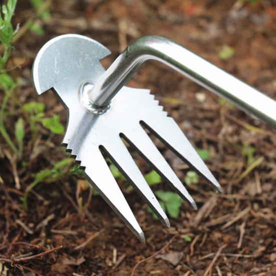 Инструмент для прополки сада на открытом воздухе с 4 острыми зубьями, эргономичная ручка с антипригарным покрытием, ручной многофункциональный инструмент для удаления сорняков