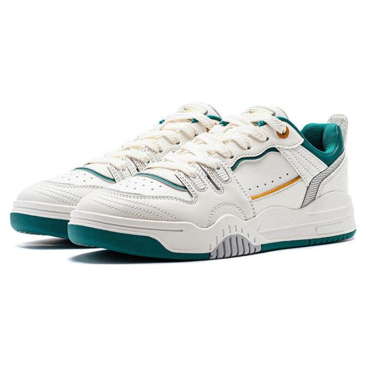Li Ning Jiangyue Скользкие, износостойкие, легкие низкие кеды для скейтборда Женские Бело-зеленые AGCT294-2
