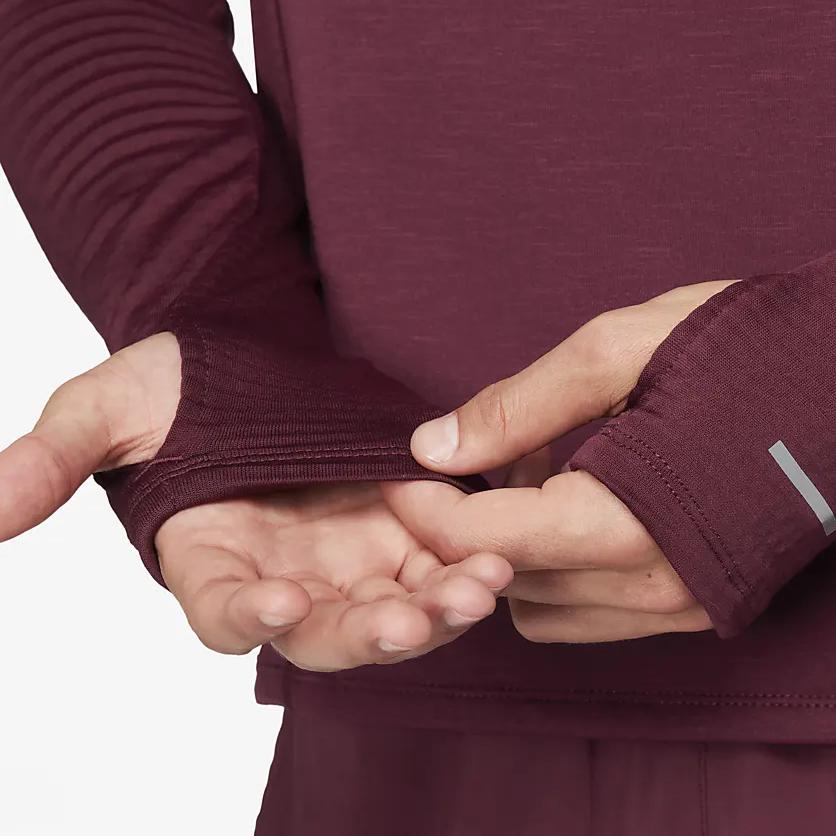 Nike Element Repel Solid Color Stand Collar Half Zip Casual Long Sleeve T-Shirt Men Tops Dark-Brown-Red FB8565-681