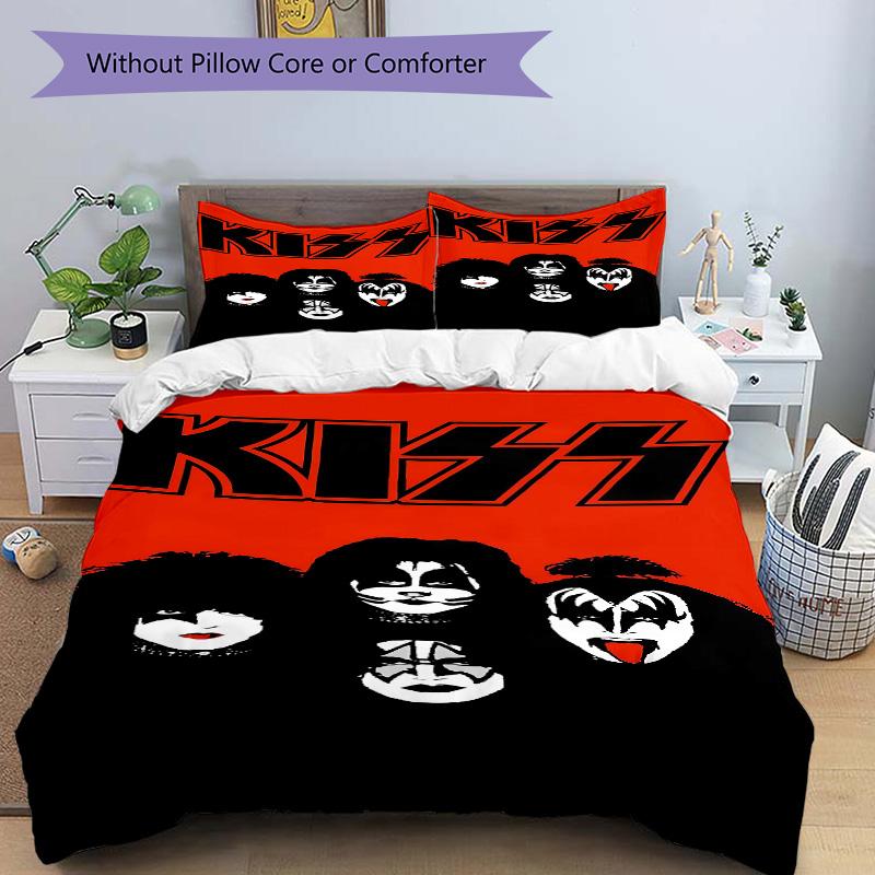 Kiss Band Poster Print 3Pcs Bedding Setduvet Cover With 2 Bedropillowcase Home Birthday Gift