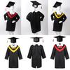 Children Preschool Kindergarten Graduation Gown + Tassel Cap Set Kids Girls Boys Unisex Graduation Party Costume