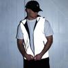 Spring Summer Reflective Vest Men's Hooded Outdoor Casual Cycling Jogging High Visibility Safety Glow Clothes Hip Hop Streetwear