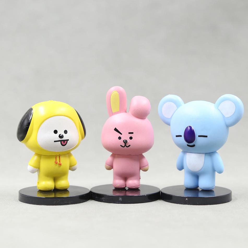 6 см 7 шт. Фигурка Корея Поп K-pop Мини Bt21 Tata Koya Модель Креативная Милая Украшение для торта Настольное Украшение Игрушка Подарки Детские DIY для детей Дружелюбная Развлекательная