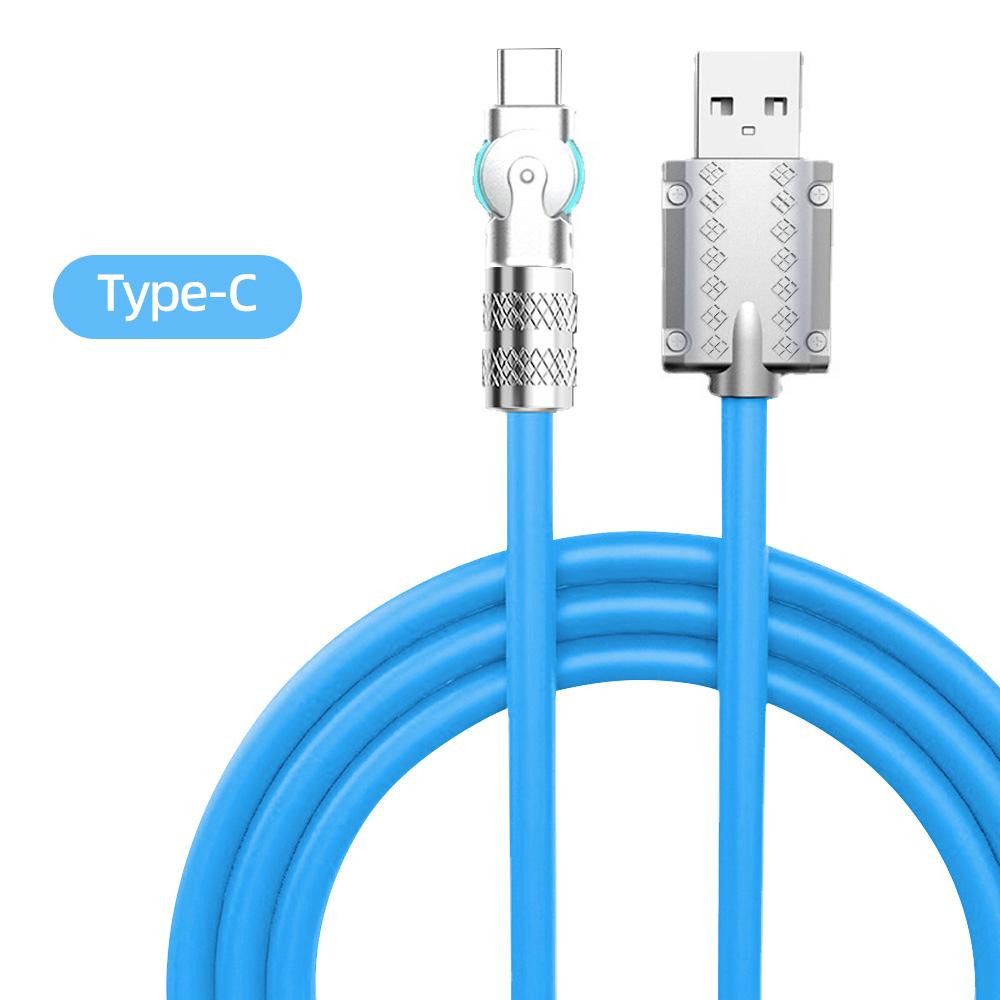 FONKEN Вращающийся на 180° 120 Вт, 6 А, сверхбыстрый зарядный кабель, жидкий силикон, мобильный игровой USB-кабель типа C, угловой кабель для зарядки для Xiaomi, Huawei, Android