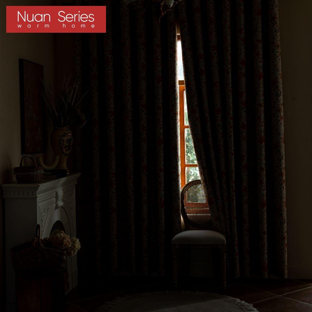 1 шт. Серия Nuan Французский винтаж Оранжевый цветочный принт Светонепроницаемая штора 100% Светонепроницаемая штора для спальни Гостиной Балконного окна для домашнего декора