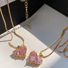 Женское ожерелье Кубический цирконий Блестящая Геометрическая форма Очаровательное Износостойкое Наряд Гипоаллергенное Розовое Сердце Кулон Ожерелье Ювелирный Аксессуар