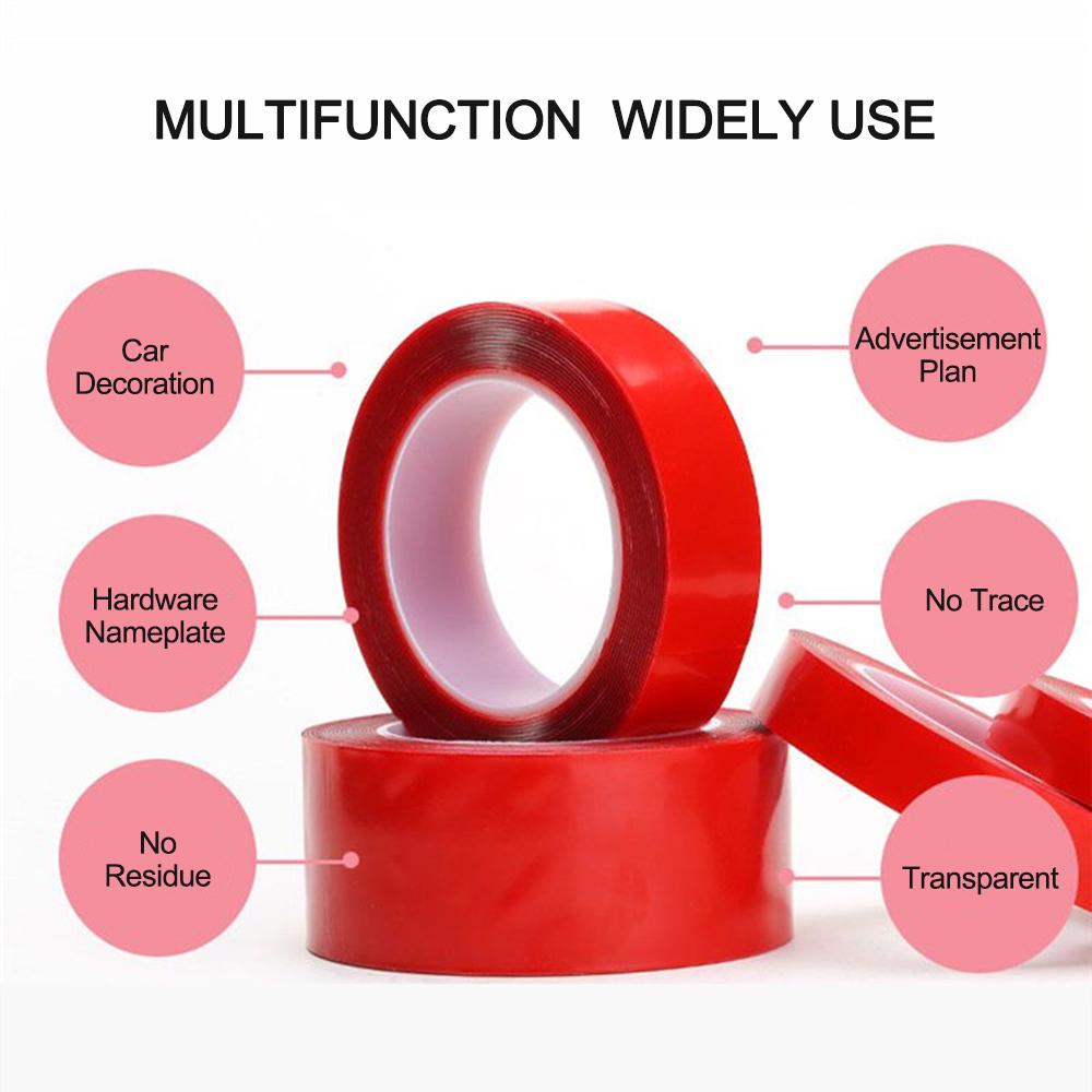 Acrylic Double Sided Adhesive Sticker 10mm 3 Meters Car Auto Tape Heavy Duty Mounting Tape Clear Weatherproof Heat Resistance Industrial Outdoor Tape