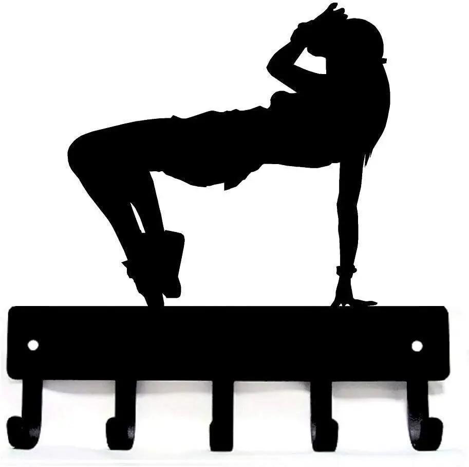 1pc  Hip Hop Girl Dance - Key Hooks Holder - 6 Inch Wide/9 Inch Wide Metal Wall Art Metal Sandblasted, Iron Art,Coat Hanger