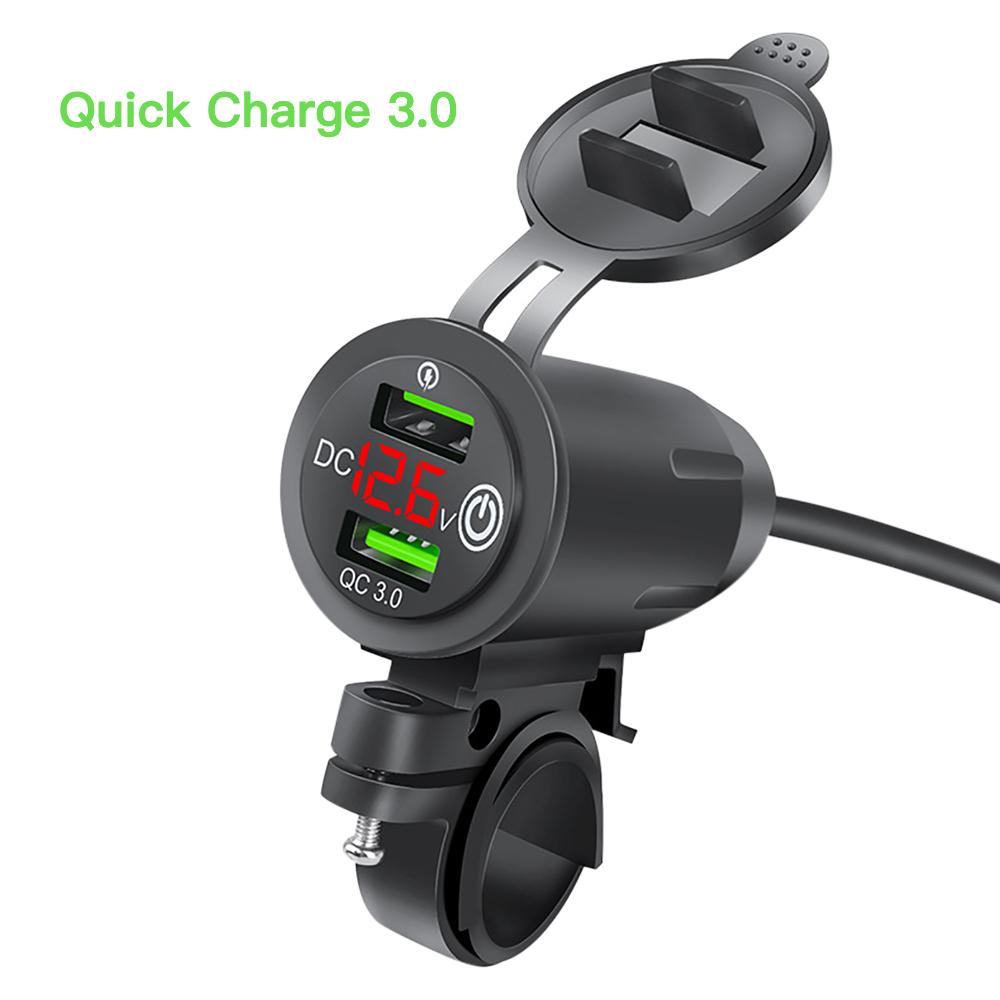 Зарядное устройство для мотоцикла Dual QC 3.0 USB зарядное устройство вольтметр модифицированное зеркало телефон зарядное устройство водонепроницаемый быстрый адаптер питания гнездо