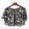 Plus Size Women's Sequin Mesh Shawl - Embroidered Beaded Sleeveless Cardigan & Sunscreen Jacket