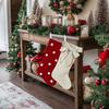 Рождественские чулки с вешалкой, бантом, плюшевыми шариками, декором, полосатым принтом, держатель для конфет, праздничное украшение для елки