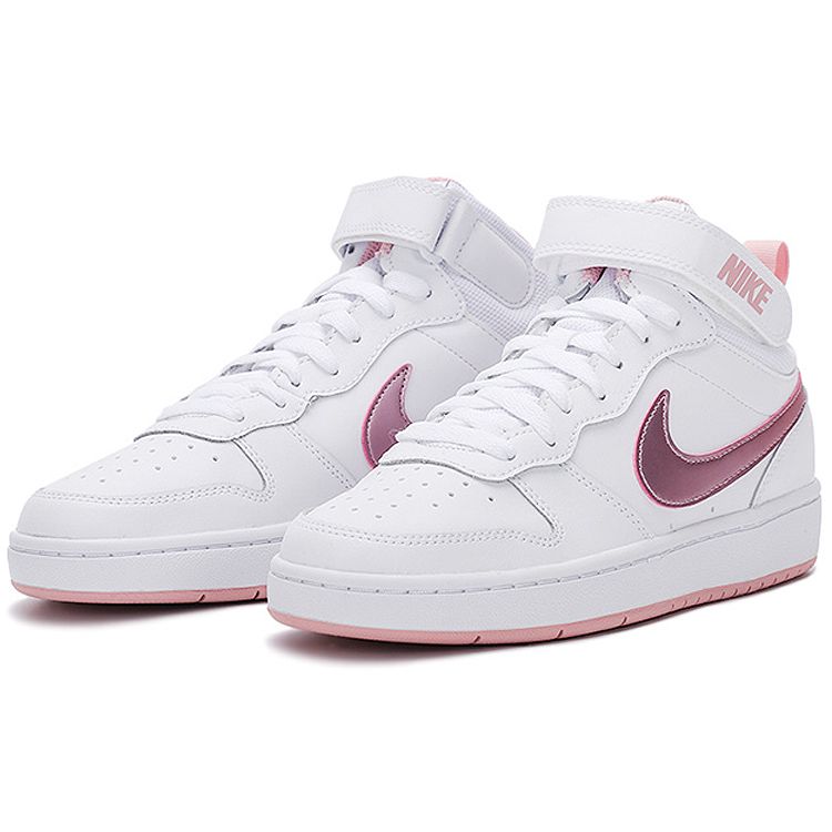Nike Детские кроссовки Court Borough Mid 2 GS White Pink Glaze CD7782-105