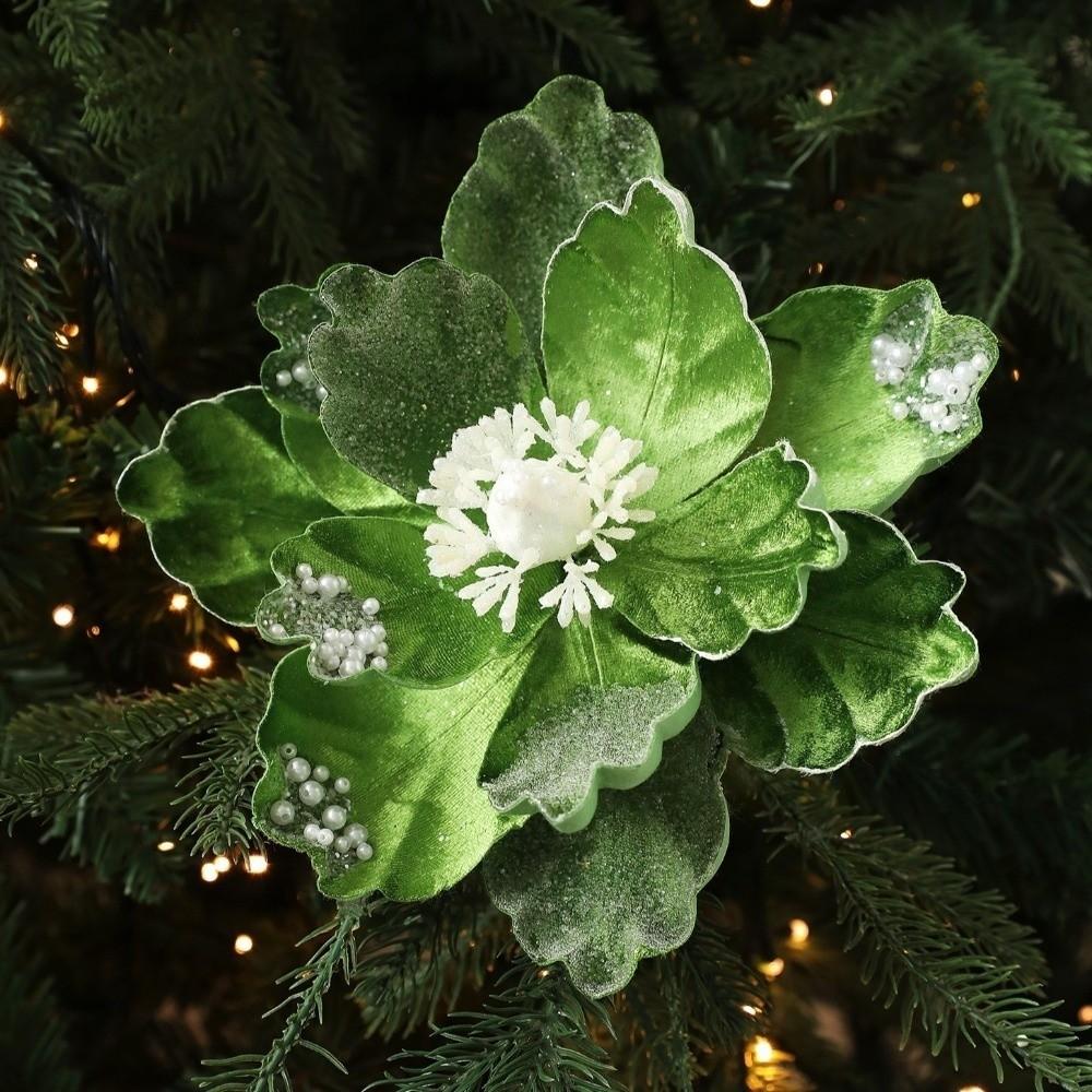 Sequin Artificial Poinsettia Picks Lifelike Christmas Tree Floral Pick Home Decoration