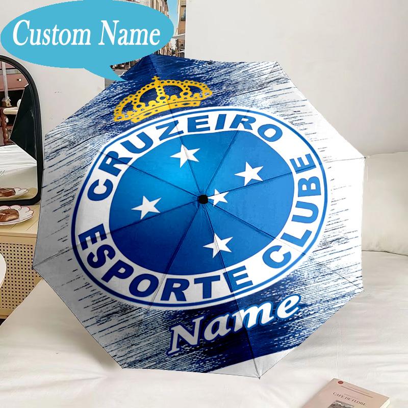 Custom Name Umbrella Cruzeiro FC Crest Umbrella 8-Frame for Travel, Camping, Casual Lightweight Portable, Essential for Family Gifts
