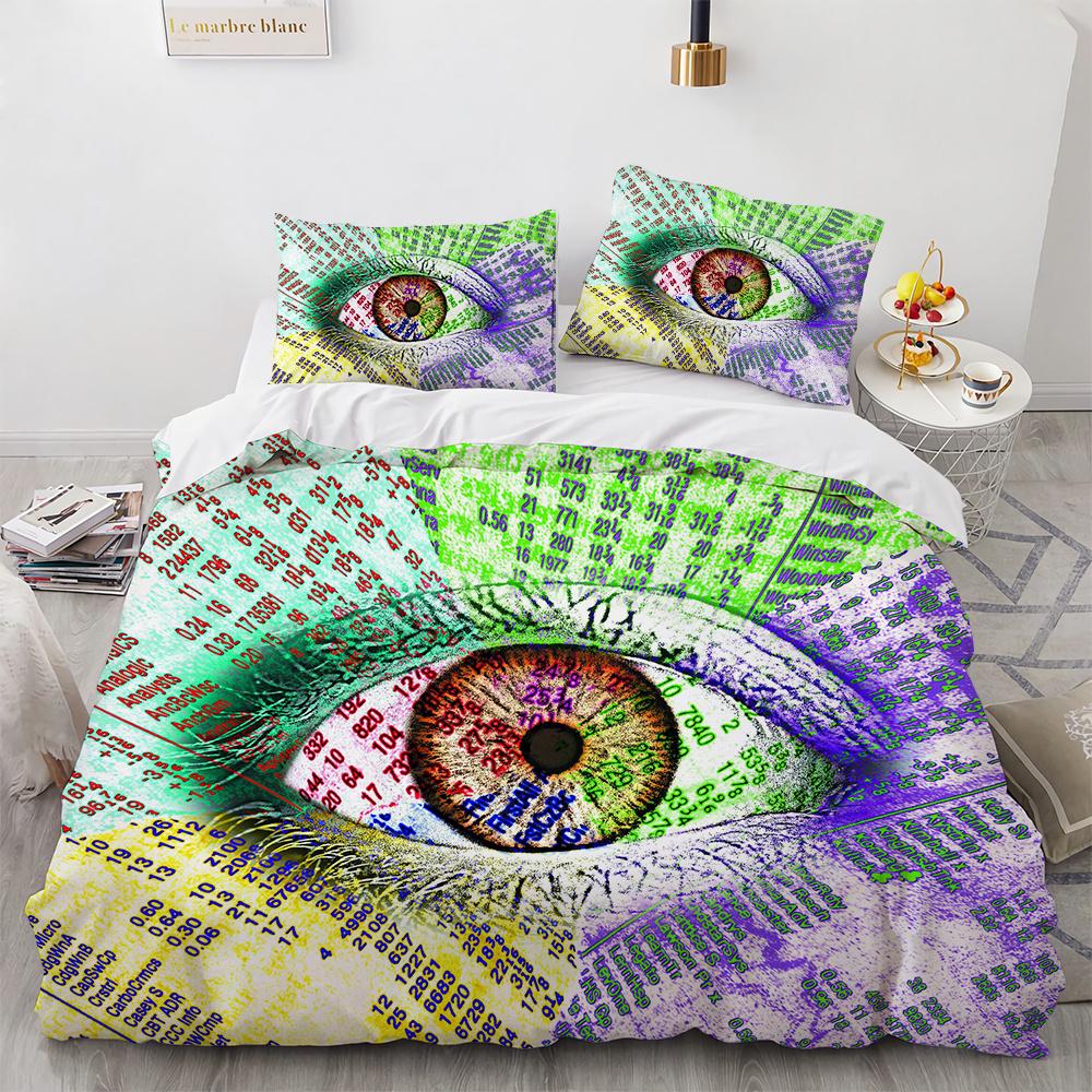 Big Eye Duvet Cover Cover Colourful Painting Art Comforter Cover King Queen Size for Teens Adults Kids Polyester Bedding Set