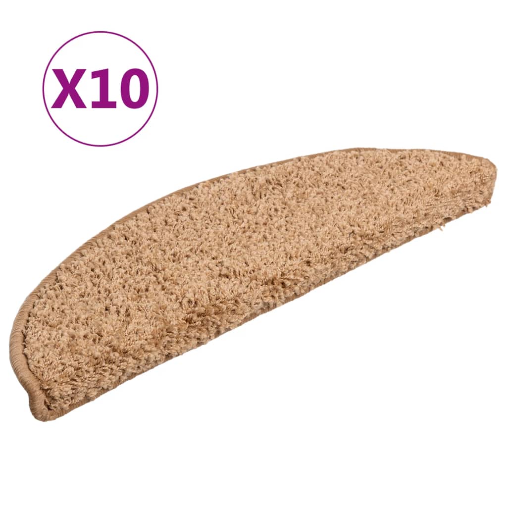 Stair Treads 10 pcs 56 x 17 x 3 cm Beige Semi circular