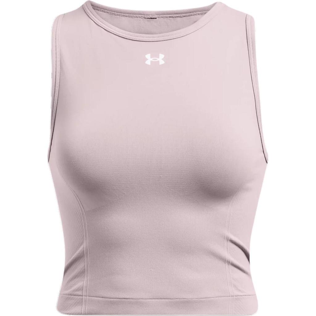 Under Armour Бесшовный мягкий удобный стильный однотонный облегающий спортивный топ-майка для женщин, цвет Fatigue-Gray 1379148-015