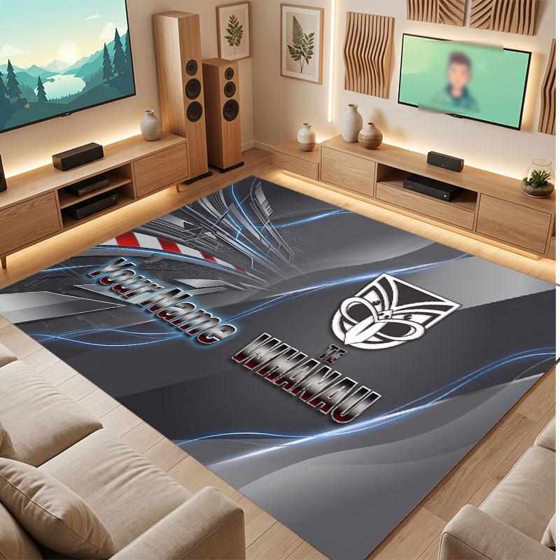 Wigan Warriors Personalized Crystal Velvet Carpet, Customized Name Text Soft Anti‑Slip Rug for Living Room Bedroom