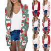 Christmas Women's Fashion Casual Printed Long Sleeve Mid-Length Cardigan Jacket