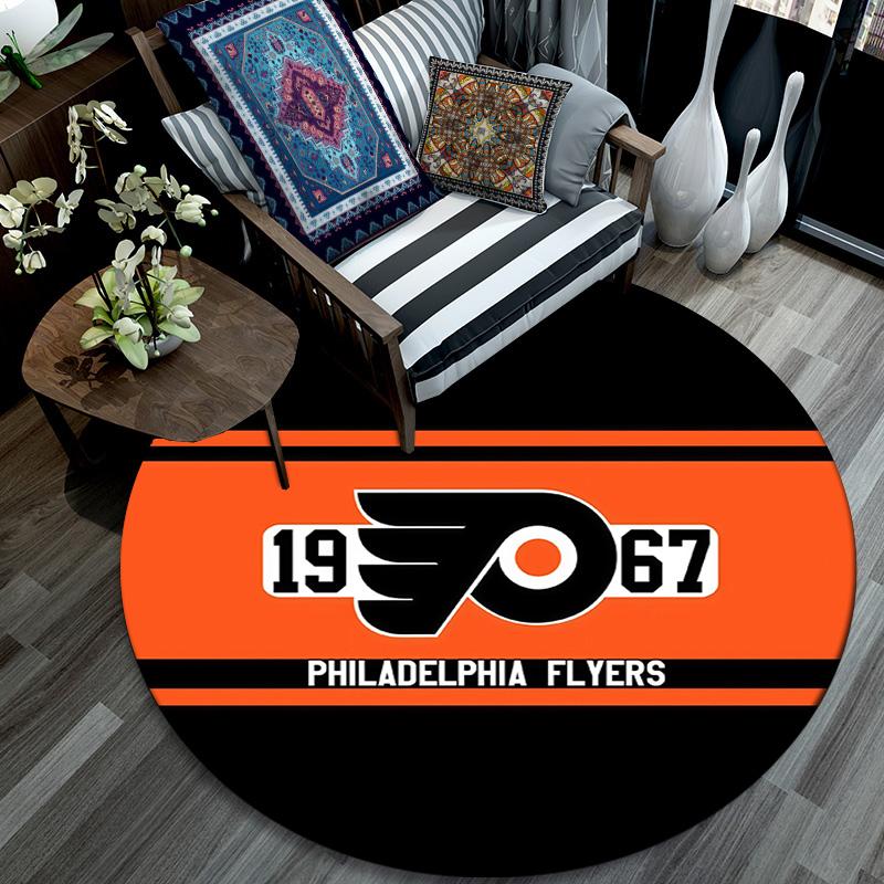 Philadelphia Flyers Round Area Rug,Carpet Rug for Living Room Bedroom Sofa Playroom Decor,Non-slip Floor Mat