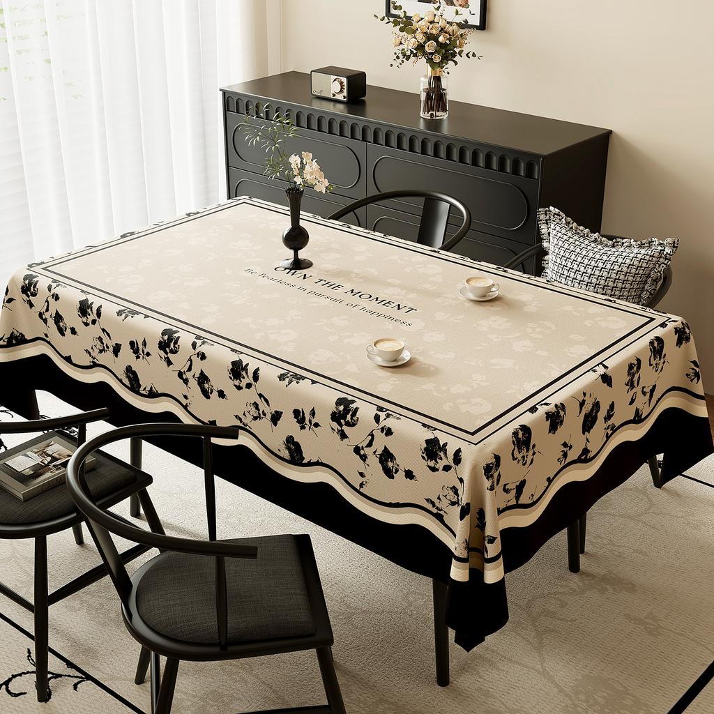 French Tablecloth Waterproof Oil Resistant Wash Free and Heat-resistant Dining Tablecloth 2026 New Retro Light Luxury High-end