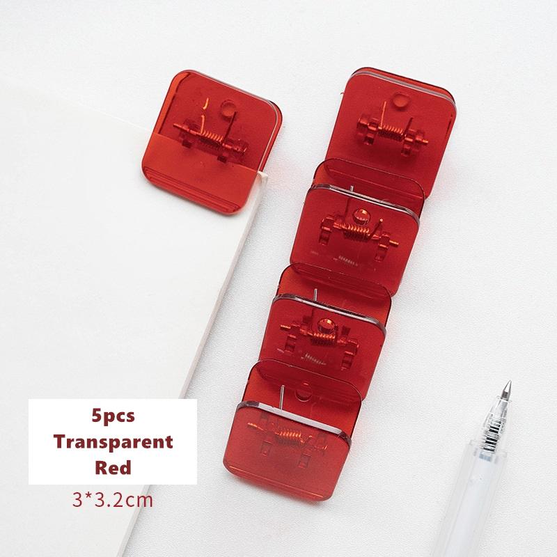 5 шт., конфетные мини-квадратные зажимы, прозрачный и однотонный держатель для страниц, зажим для бумаг, зажим для файлов, журналов, книг, бытовой техники