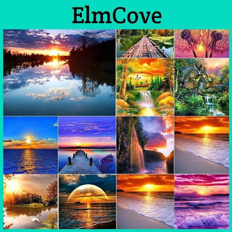 Painting 5d Sunset Diamond Diy Seascape Diamond Embroidery Animal Cross Stitch Full Round Drill Manual Home Decor Gift