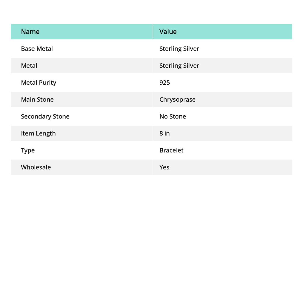 Регулируемый браслет-манжета из стерлингового серебра 925 пробы с натуральным хризопразом ручной работы h6g79