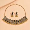 Винтажный комплект ювелирных изделий Этнические инкрустированные кристаллами вечерние аксессуары Женские ожерелья Серьги