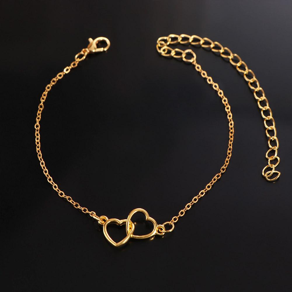 Бохо Блеск Ажурная Любовь Цепочка на ногу\ Цинковый сплав Цинка Цепочка на ногу Двойной Браслет на щиколотку Сердце Сувенир для путешествий