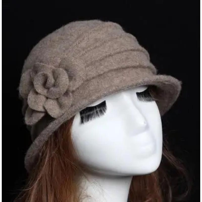 Flower New Section 100% Wool Hat Autumn Winter Middle-aged Female Soft Hat Women European Tide Dome Felted Mummy Thought Hat