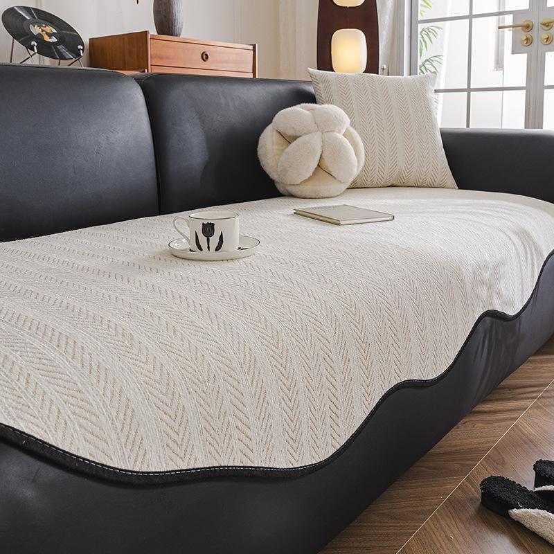 Irregular Special-Shaped Fish Bone Pattern Sofa Cushion, Universal Non-Slip Seat Cushion In All Seasons, High-Grade Straight Row Leather Sofa Cover