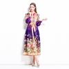 Весна-лето Женские платья с рукавами-фонариками и винтажным принтом из шифона большого размера, свободные, длинные, макси, для отдыха на пляже