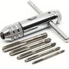 5pcs Stainless Steel Mechanical Threaded Taps, M3-M8, 3mm-8mm Cross Slot,Right-Handed,Self-Locking,Chrome Finish,Flat Head, One-End Threaded for Metal