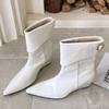 Eilyken Autumn Pointed Toe Wedges Heels Ankle Boots Women Design Buckle Strap Short Booties Ladies Shoes De Mujer
