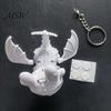 Detailed PVC Craft Statue Dragon Car Dashboard Ornament, Flapping Wings LED Flashing Eyes Keychain Night Fury Model Ornament with Motion Sensor,