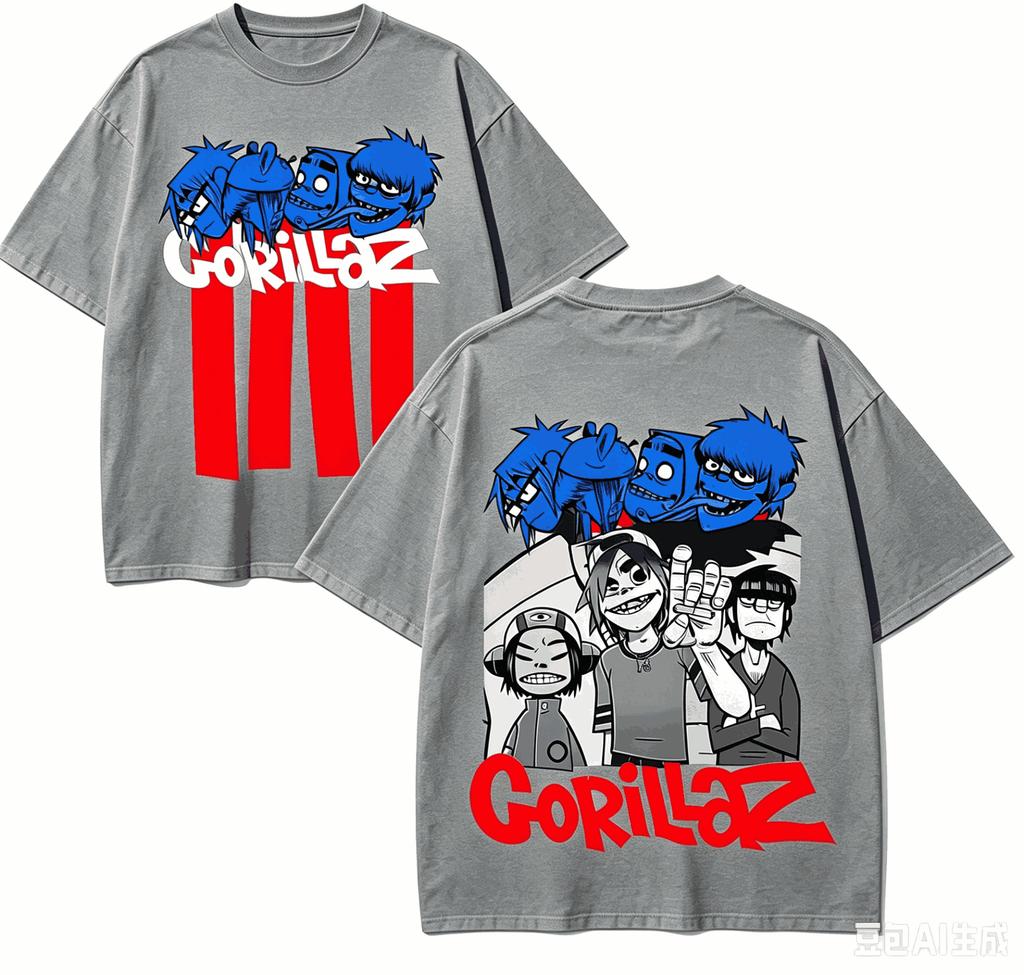Подарочная футболка Gorillaz Мужская Женская Харадзюку Оверсайз Унисекс Короткий рукав Уличная мода высокое качество Для пар горячий товар Удобная