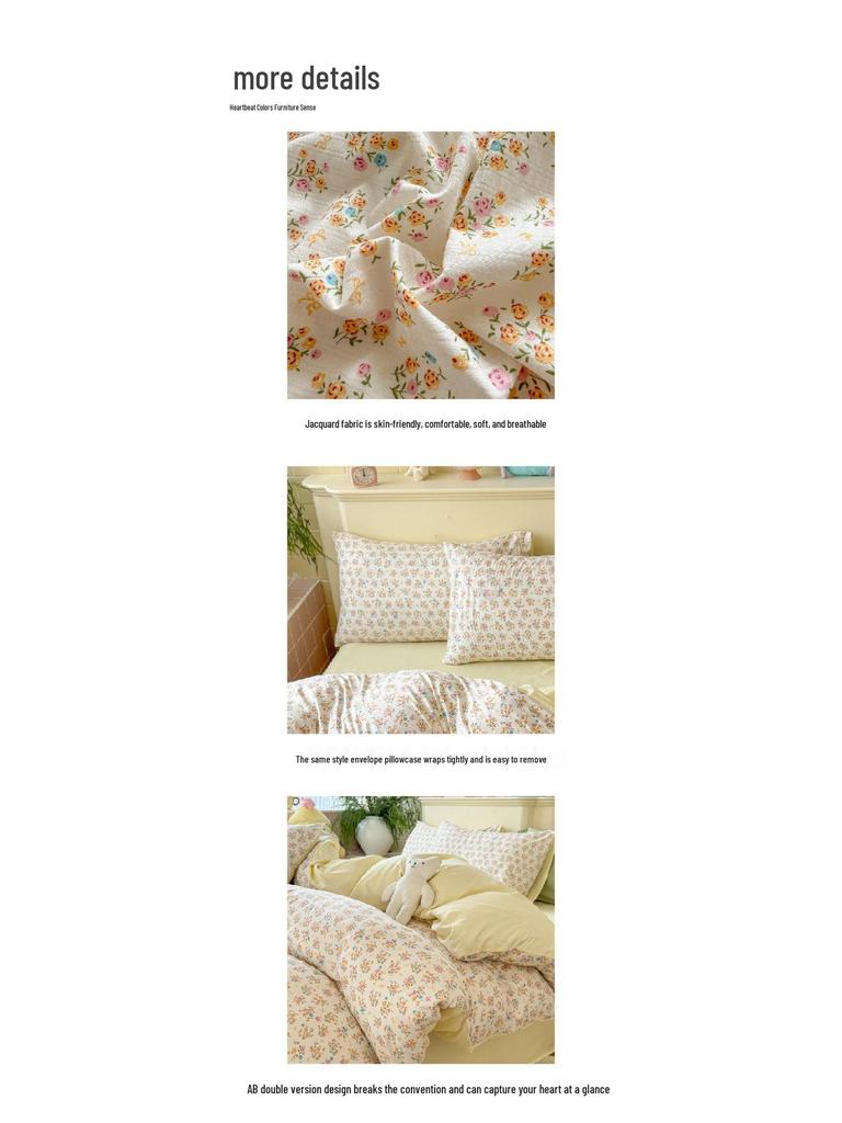 Class A Double Layer Gauze Floral Jacquard Bamboo Cotton Bedding Set - Fresh Design for Student Dormitory